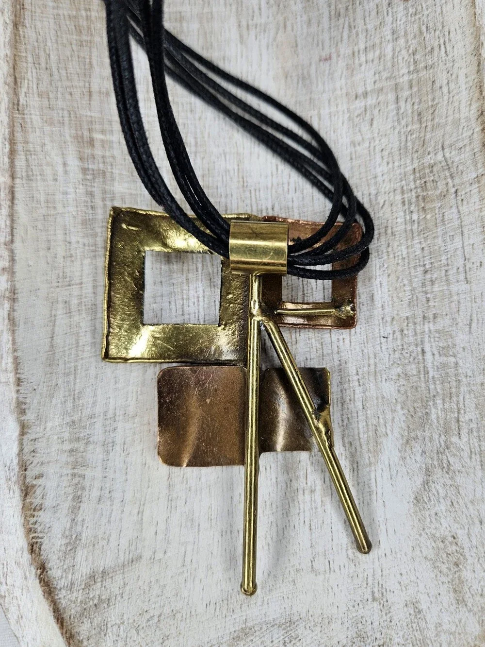 Trisha Waldron NWT Mixed Metal Geometric Pendant Necklace Earring Set 16-19